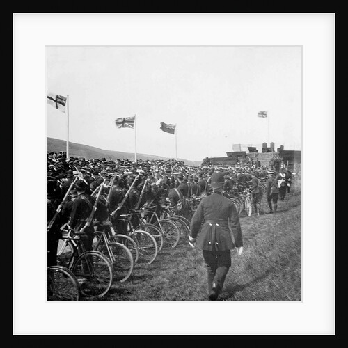 Guard of Honour, Manx Volunteers, Cyclist Section, Tynwald Day, Isle of Man by George Bellett Cowen